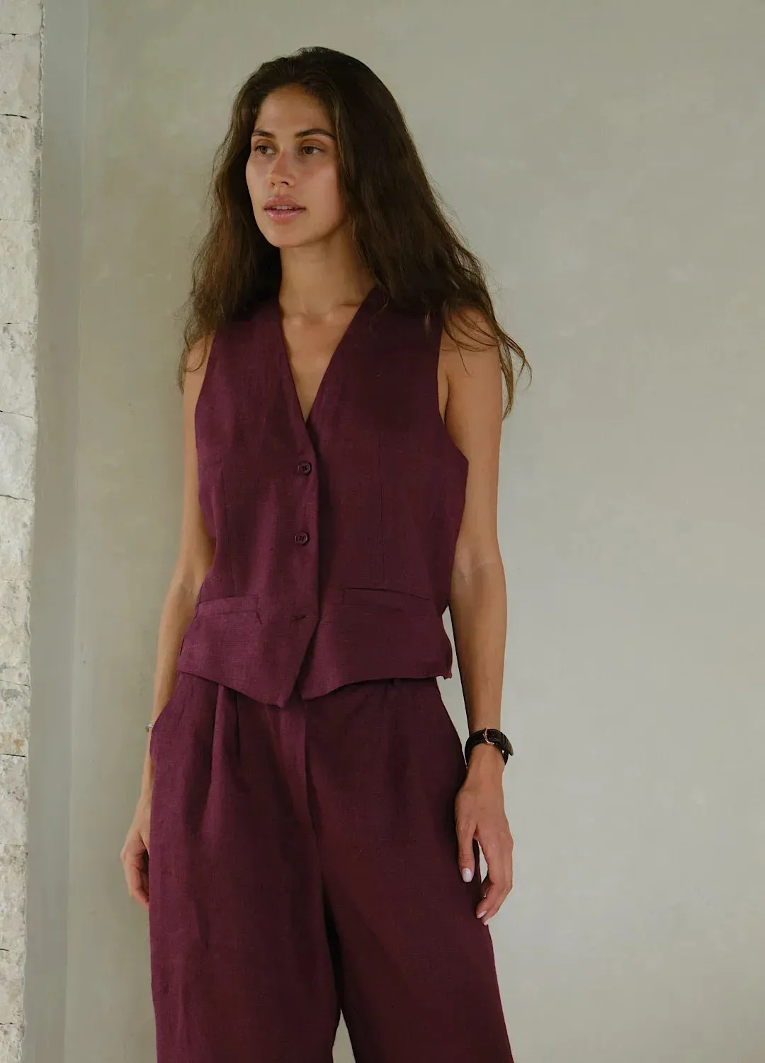 V-Neck Linen  Vest