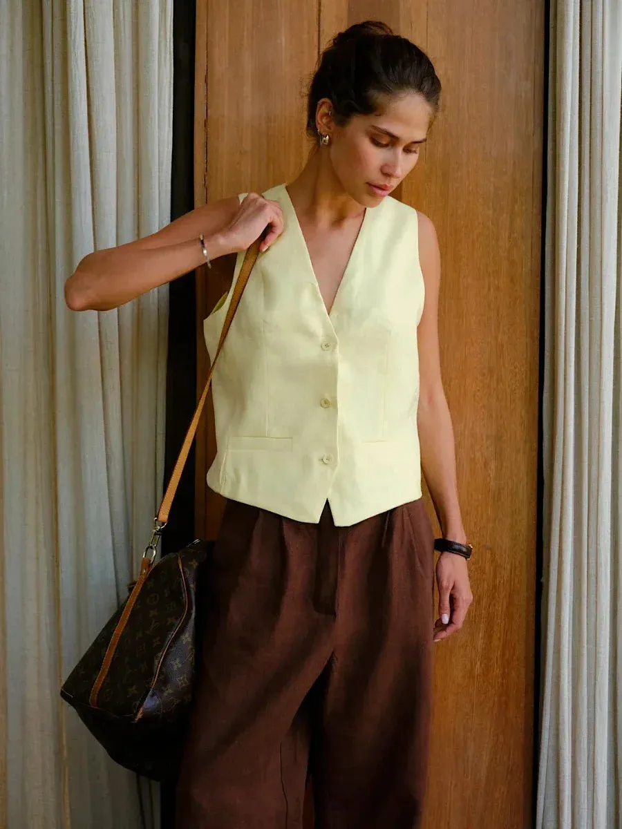 V-Neck Linen  Vest