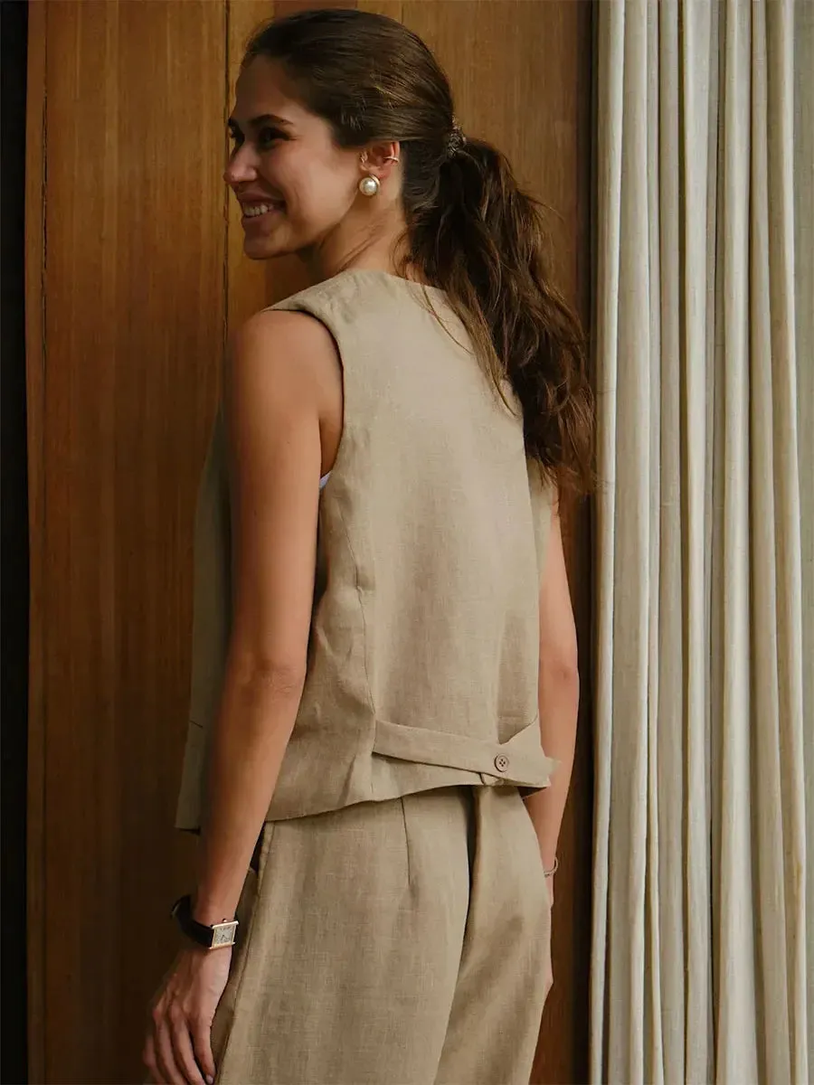 V-Neck Linen  Vest