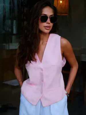 V-Neck Linen  Vest