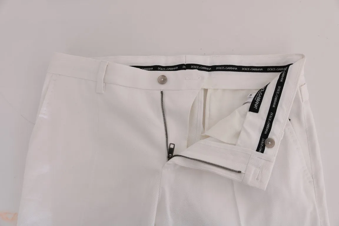 White Cotton Stretch Chinos Pants