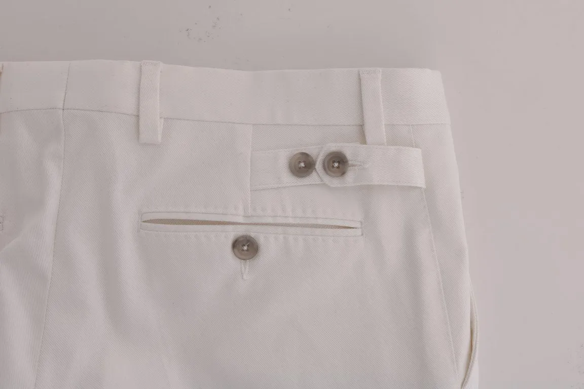 White Cotton Stretch Chinos Pants