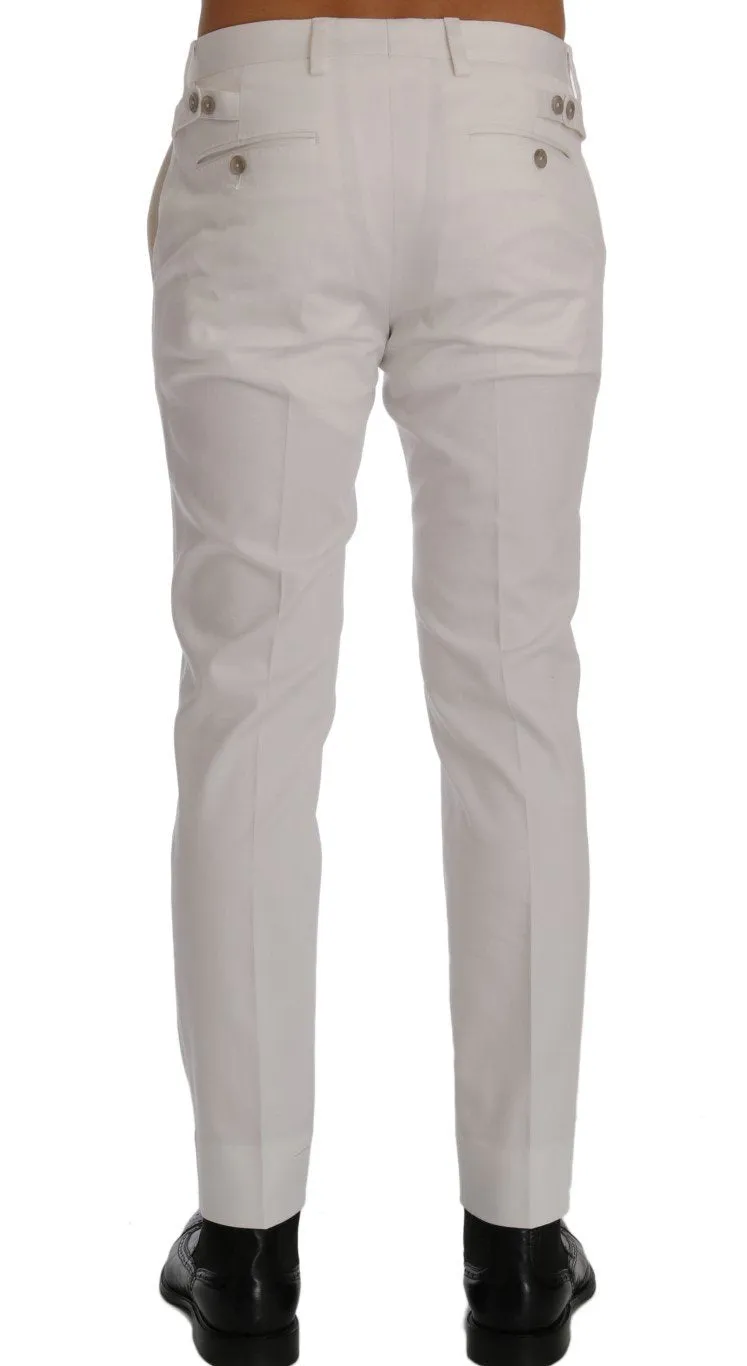 White Cotton Stretch Chinos Pants