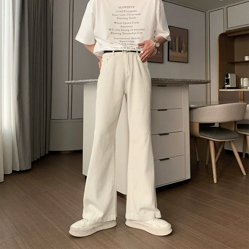 White High Waist Straight Leg Jeans