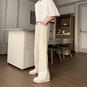 White High Waist Straight Leg Jeans