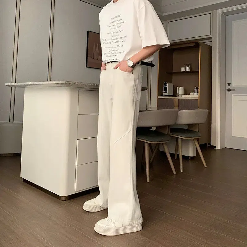 White High Waist Straight Leg Jeans