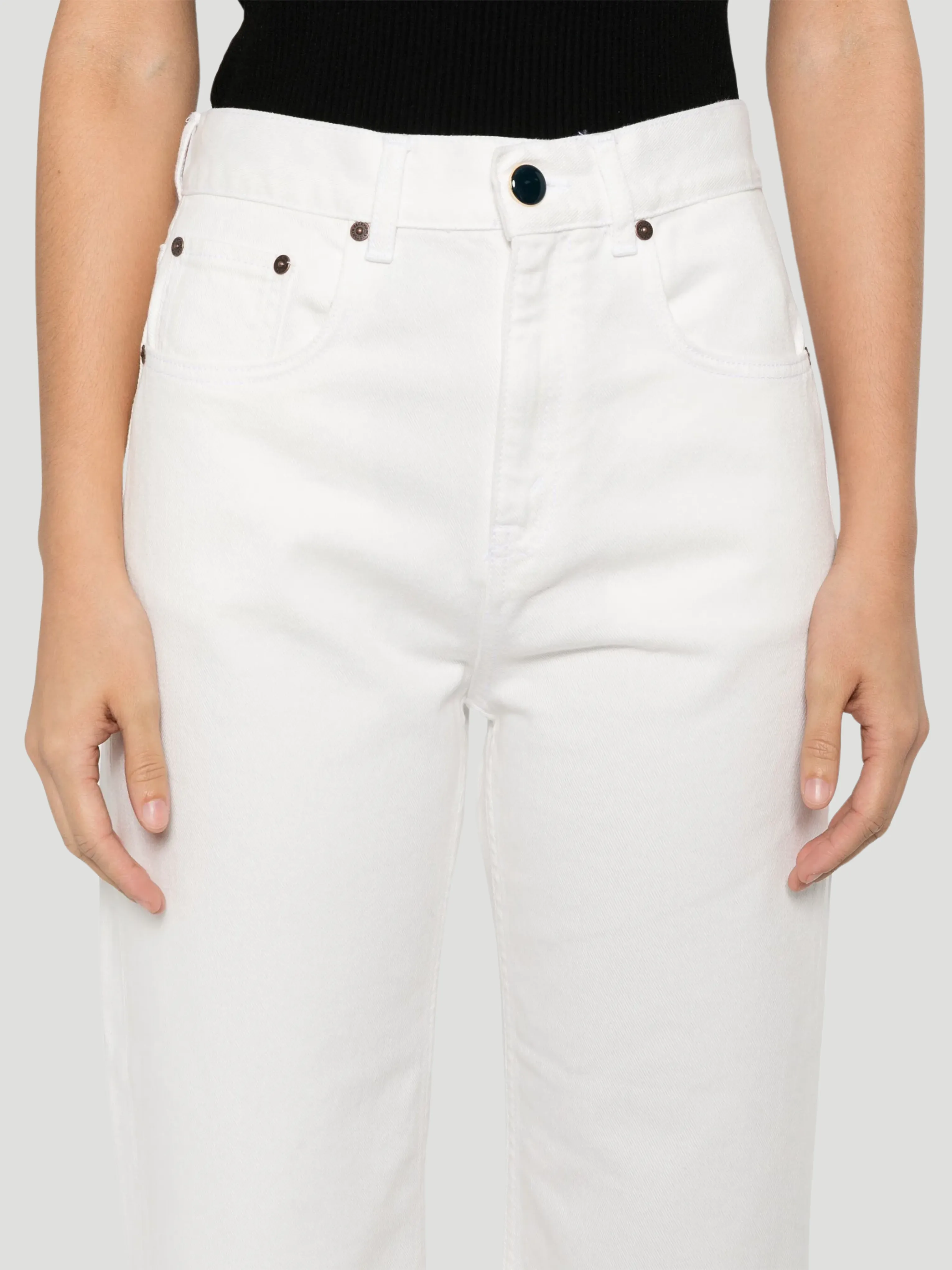 White Wide-Leg Cropped Jeans