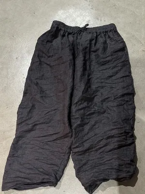 Women Autumn Vintage Pure Color Linen Wide-leg Pants