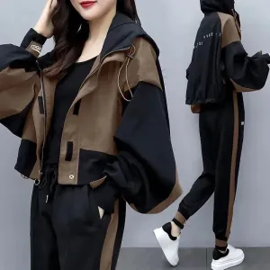 Women's Tracksuit Korean Elegant Hoodie Zipper Jacket Coat