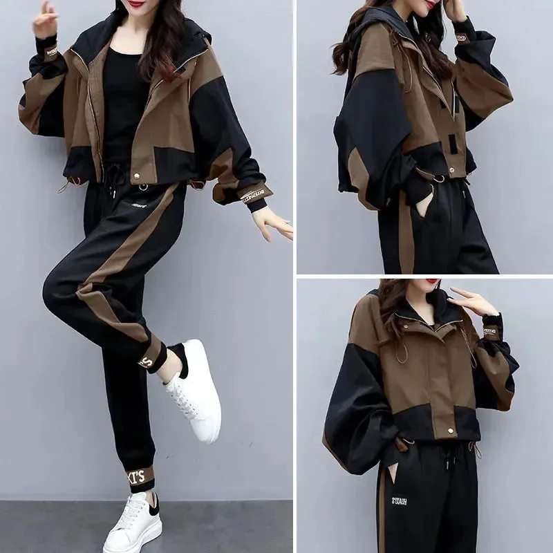 Women's Tracksuit Korean Elegant Hoodie Zipper Jacket Coat