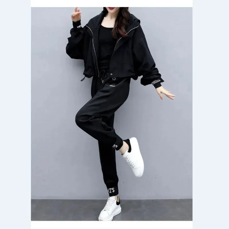 Women's Tracksuit Korean Elegant Hoodie Zipper Jacket Coat