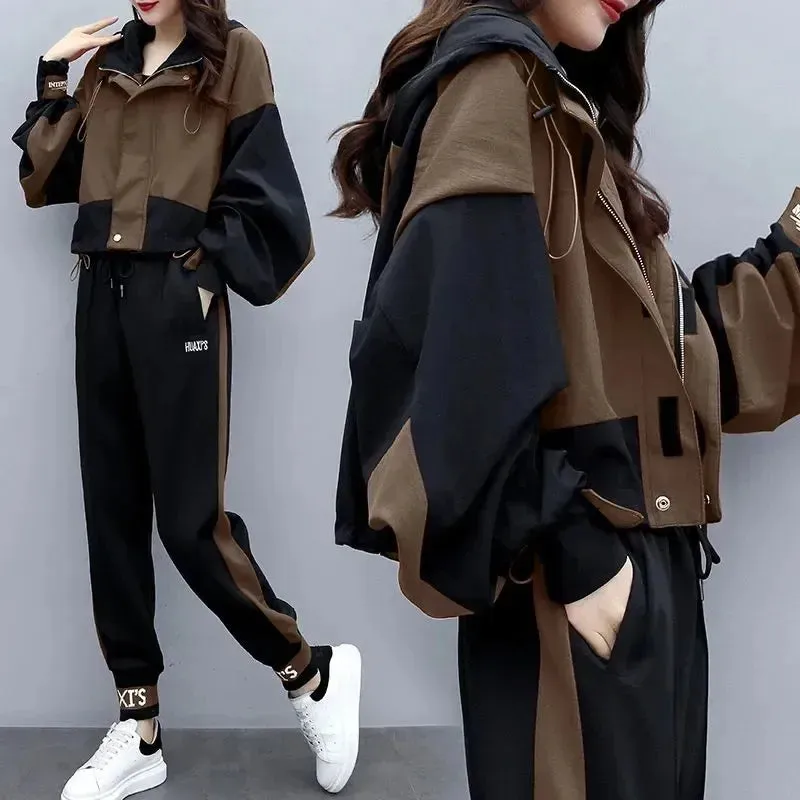 Women's Tracksuit Korean Elegant Hoodie Zipper Jacket Coat
