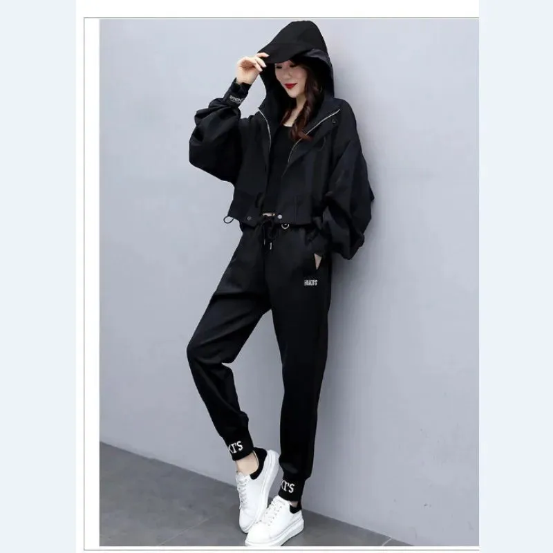 Women's Tracksuit Korean Elegant Hoodie Zipper Jacket Coat
