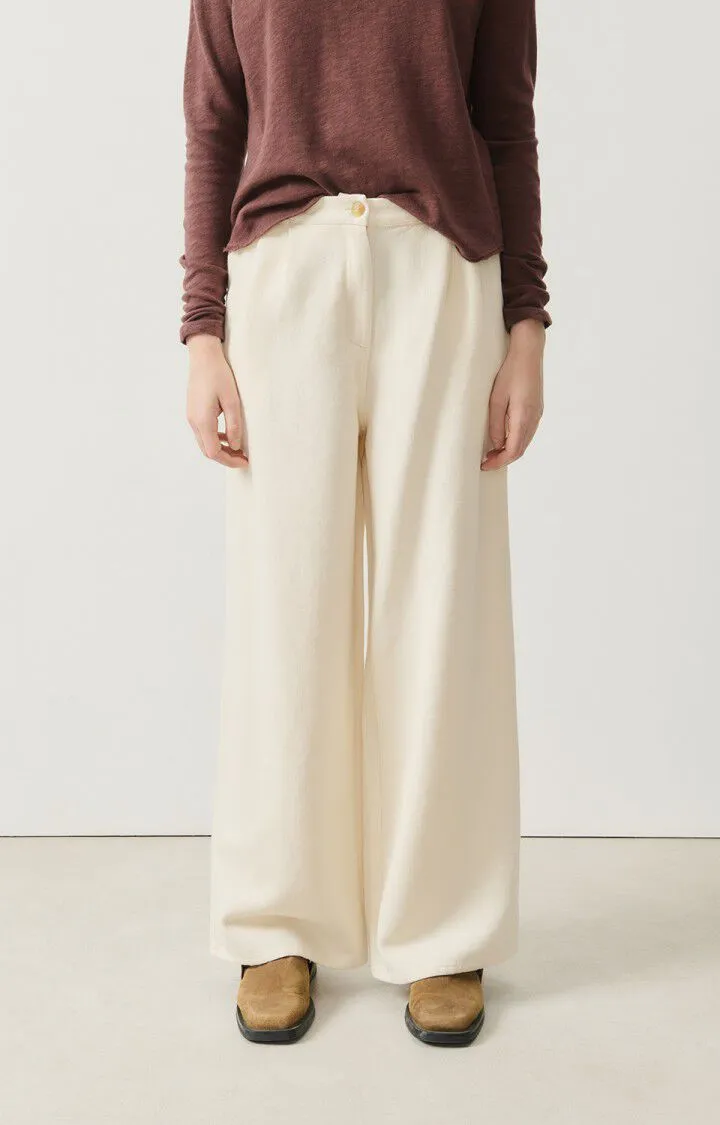 WOMEN'S WIDE-LEG TROUSERS AFAZ - ECRU