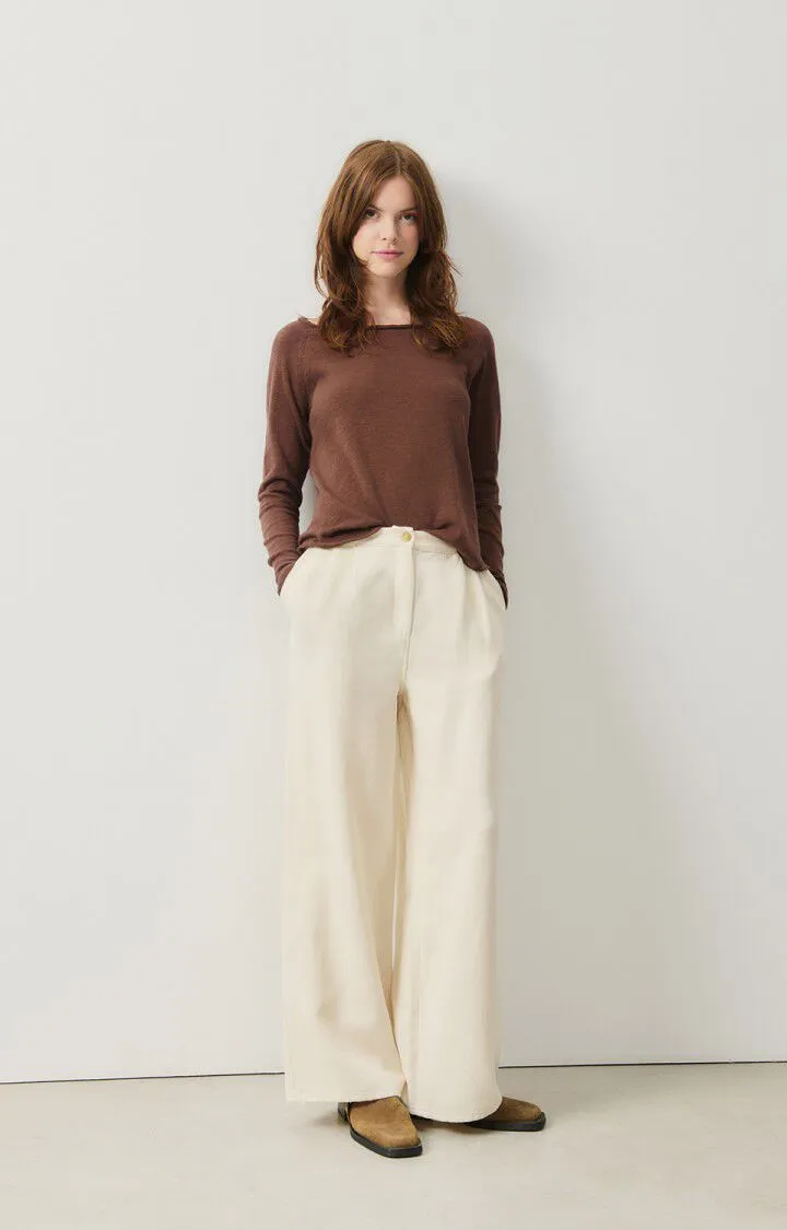 WOMEN'S WIDE-LEG TROUSERS AFAZ - ECRU