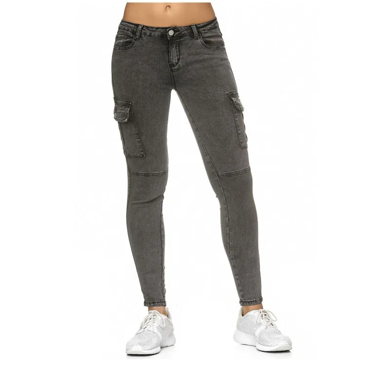 Women'S With Three Dimensional Side Pockets And Skinny Pants