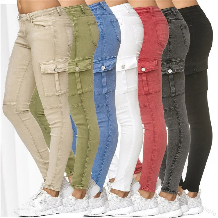 Women'S With Three Dimensional Side Pockets And Skinny Pants