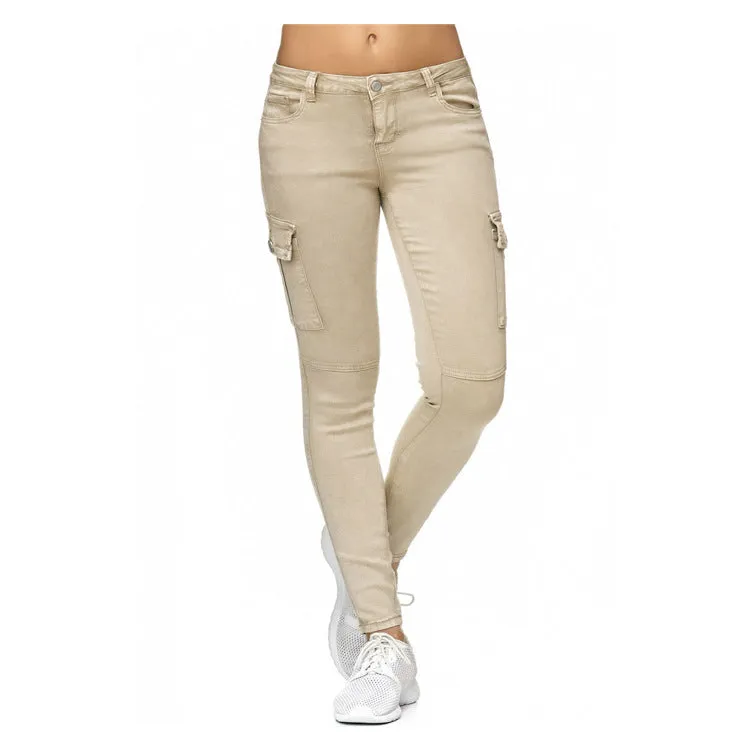 Women'S With Three Dimensional Side Pockets And Skinny Pants