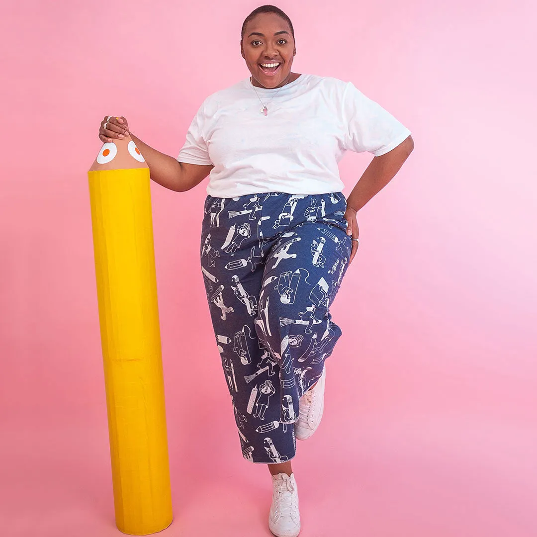 YUK FUN Pencil Party Trousers in Denim - MADE TO ORDER