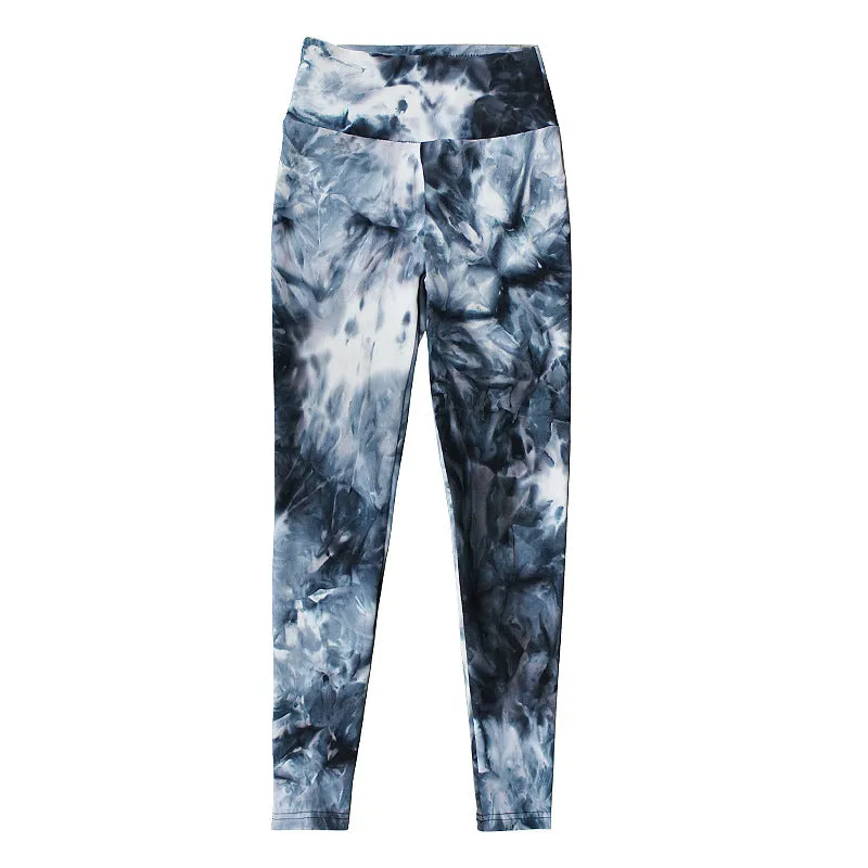 ZS- Tie Dye Women Workout Fitness Gym High Waisted-Leggings & Yoga BRA